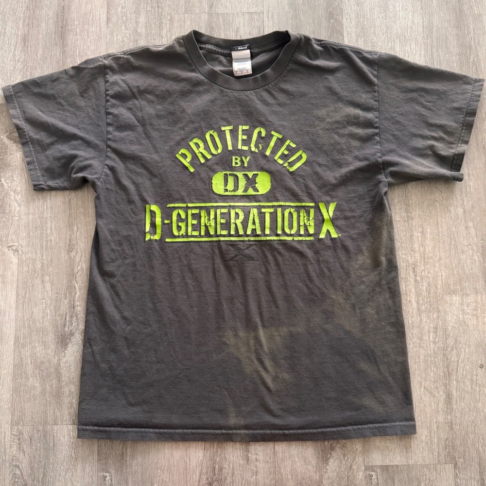 WWE D-Generation X Shirt Mens Large Black Neon Green Protected By DX Hybrid Tee